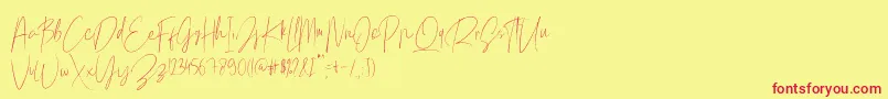 フォントMellati Script Free Font – 赤い文字の黄色い背景