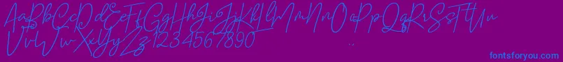 Mellati-Schriftart – Blaue Schriften auf violettem Hintergrund