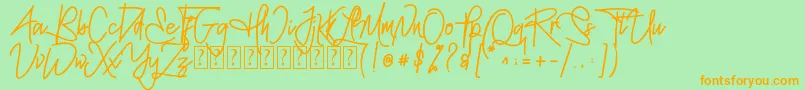 MellgathaFor Personal Use  Font – Orange Fonts on Green Background