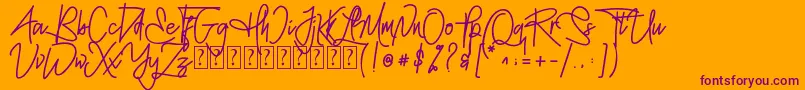 MellgathaFor Personal Use -Schriftart – Violette Schriften auf orangefarbenem Hintergrund