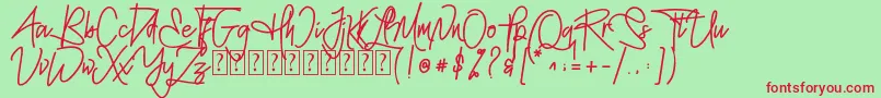MellgathaFor Personal Use -Schriftart – Rote Schriften auf grünem Hintergrund