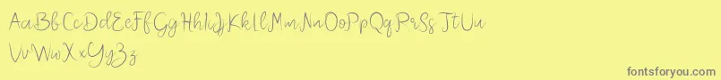 Melliana Demo-fontti – harmaat kirjasimet keltaisella taustalla