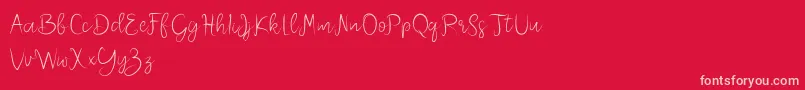 Melliana Demo-fontti – vaaleanpunaiset fontit punaisella taustalla