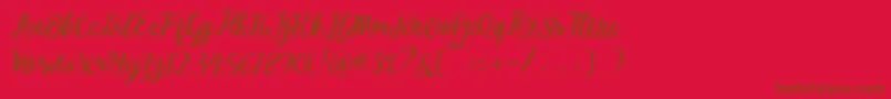 Melliana Script Free Demo-Schriftart – Braune Schriften auf rotem Hintergrund