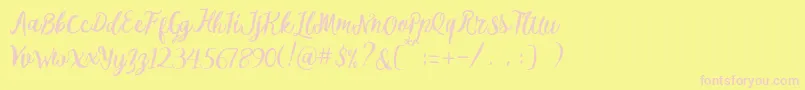 Melliana Script Free Demo-Schriftart – Rosa Schriften auf gelbem Hintergrund