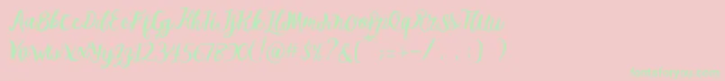 Melliana Script Free Demo-Schriftart – Grüne Schriften auf rosa Hintergrund