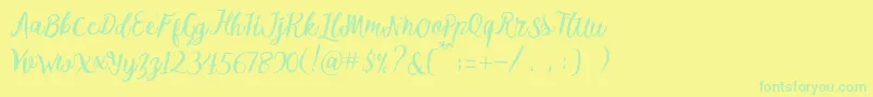 Fonte Melliana Script Free Demo – fontes verdes em um fundo amarelo