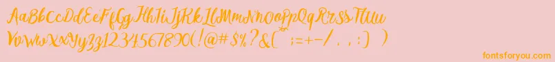 Melliana Script Free Demo-Schriftart – Orangefarbene Schriften auf rosa Hintergrund