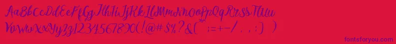 フォントMelliana Script Free Demo – 赤い背景に紫のフォント