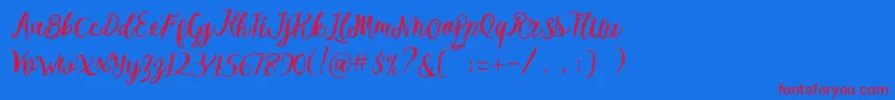 Melliana Script Free Demo Font – Red Fonts on Blue Background