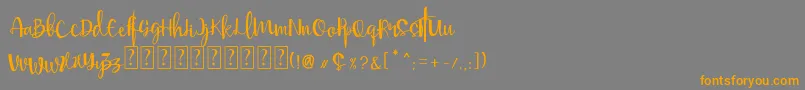 フォントMellisa – オレンジの文字は灰色の背景にあります。