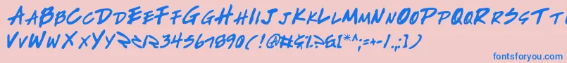 フォントWritev2 – ピンクの背景に青い文字