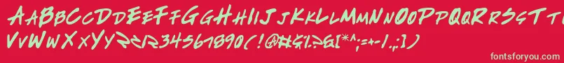 Шрифт Writev2 – зелёные шрифты на красном фоне
