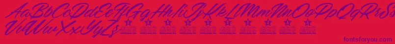 Mellissa Personal Use-Schriftart – Violette Schriften auf rotem Hintergrund