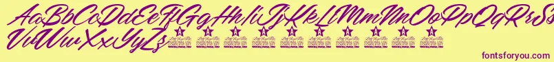 Mellissa Personal Use Font – Purple Fonts on Yellow Background