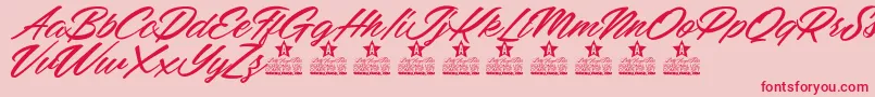Mellissa Personal Use-Schriftart – Rote Schriften auf rosa Hintergrund