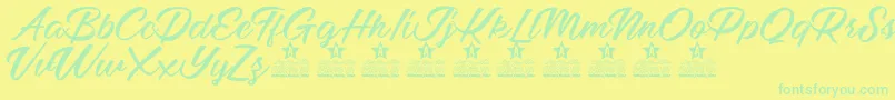 Mellissa Two personal Use-Schriftart – Grüne Schriften auf gelbem Hintergrund
