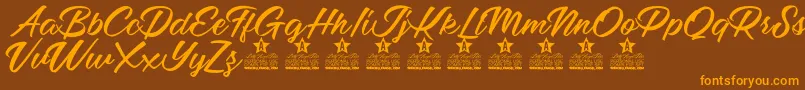 Mellissa Two personal Use-Schriftart – Orangefarbene Schriften auf braunem Hintergrund