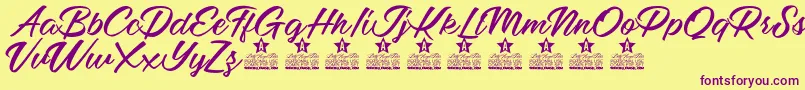 Mellissa Two personal Use Font – Purple Fonts on Yellow Background