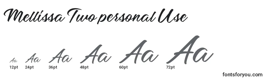Mellissa Two personal Use Font Sizes