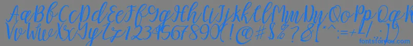 Mellitta script-Schriftart – Blaue Schriften auf grauem Hintergrund