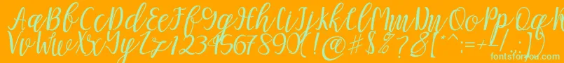 Mellitta script Font – Green Fonts on Orange Background