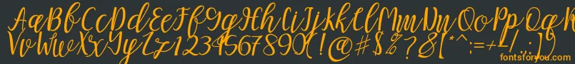 Mellitta script-fontti – oranssit fontit mustalla taustalla