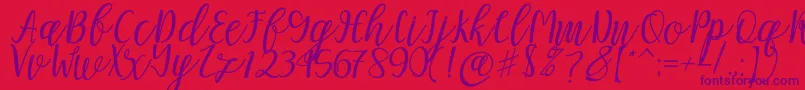 Mellitta script Font – Purple Fonts on Red Background