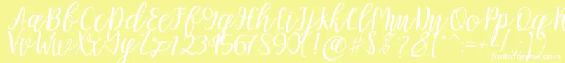 Mellitta script Font – White Fonts on Yellow Background