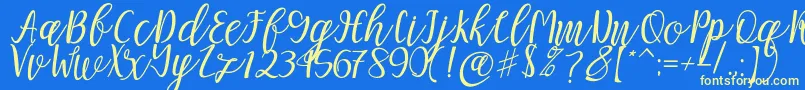 Mellitta script Font – Yellow Fonts on Blue Background