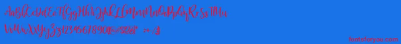 MellonerRegular-Schriftart – Rote Schriften auf blauem Hintergrund