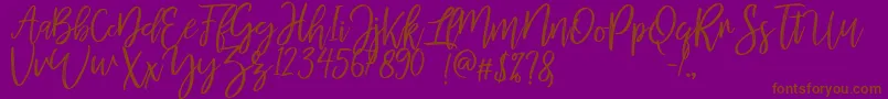 mellony dry brush-Schriftart – Braune Schriften auf violettem Hintergrund