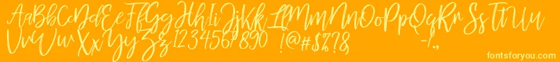 mellony dry brush-Schriftart – Gelbe Schriften auf orangefarbenem Hintergrund