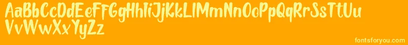 MELLOW   DEMO-Schriftart – Gelbe Schriften auf orangefarbenem Hintergrund
