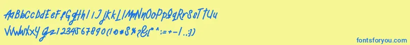 Mellow Font – Blue Fonts on Yellow Background