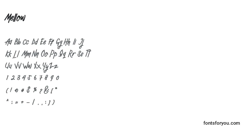 Шрифт Mellow (134040) – алфавит, цифры, специальные символы