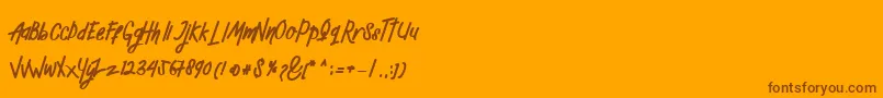 Mellow-Schriftart – Braune Schriften auf orangefarbenem Hintergrund