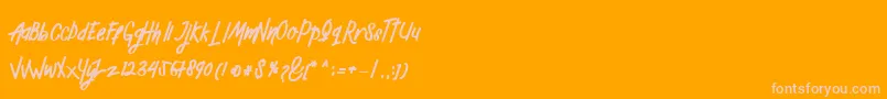 Mellow-Schriftart – Rosa Schriften auf orangefarbenem Hintergrund