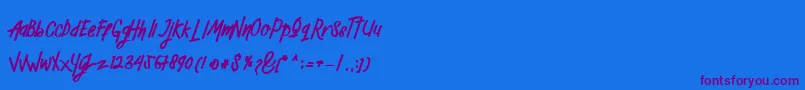 Mellow-Schriftart – Violette Schriften auf blauem Hintergrund