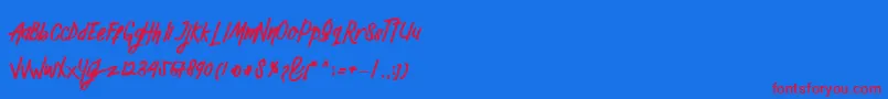 Mellow-Schriftart – Rote Schriften auf blauem Hintergrund