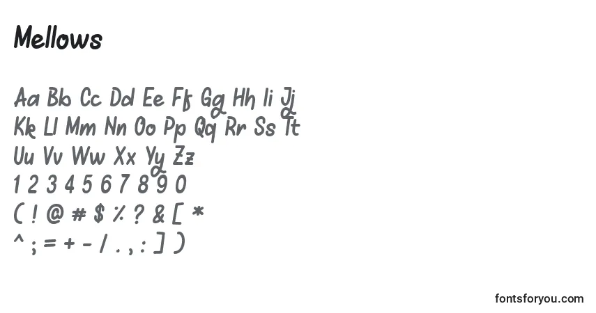 Fuente Mellows - alfabeto, números, caracteres especiales