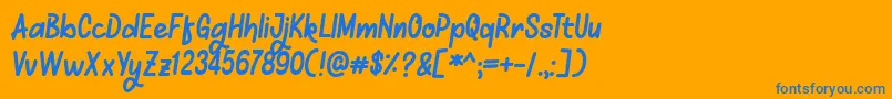 Mellows Font – Blue Fonts on Orange Background