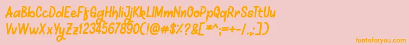 フォントMellows – オレンジの文字がピンクの背景にあります。