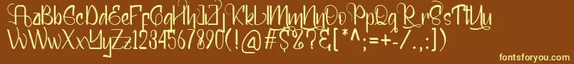 Mellunker-fontti – keltaiset fontit ruskealla taustalla