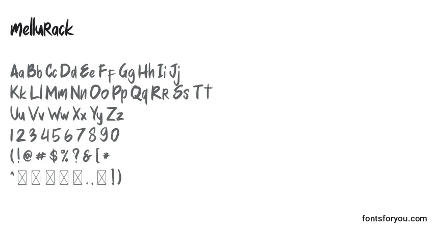 Mellurack-fontti – aakkoset, numerot, erikoismerkit