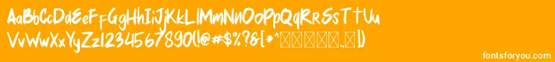 mellurack-Schriftart – Weiße Schriften auf orangefarbenem Hintergrund