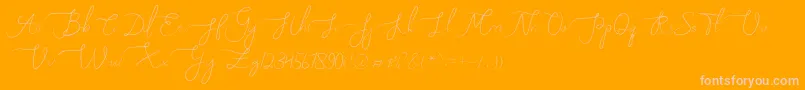 Melly Eret-Schriftart – Rosa Schriften auf orangefarbenem Hintergrund