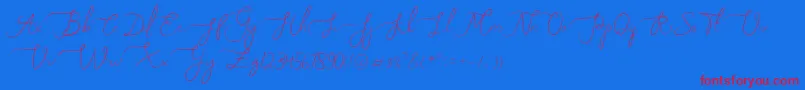 Melly Eret-Schriftart – Rote Schriften auf blauem Hintergrund