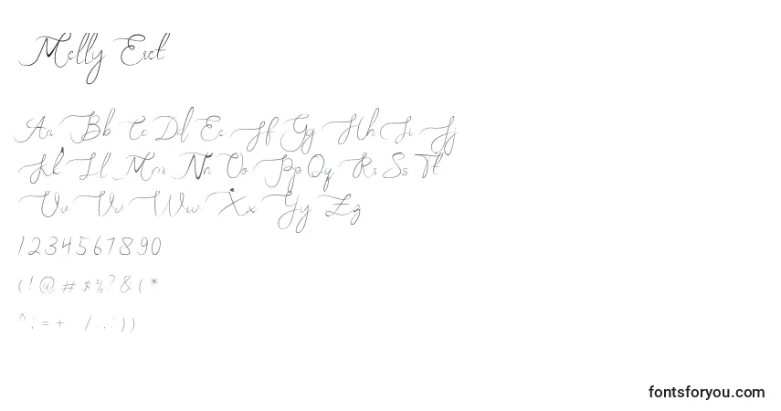 Schriftart Melly Eret (134046) – Alphabet, Zahlen, spezielle Symbole