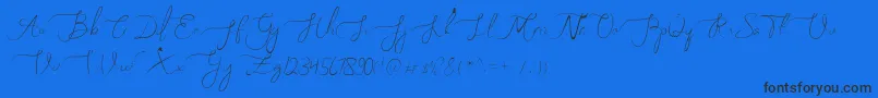 Melly Eret-Schriftart – Schwarze Schriften auf blauem Hintergrund